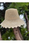 14596-1 El Örgüsü Bej Hasır Şapka
