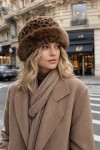 Faux-Fur Trimmed Leopard-Print Cossack Hat, plush