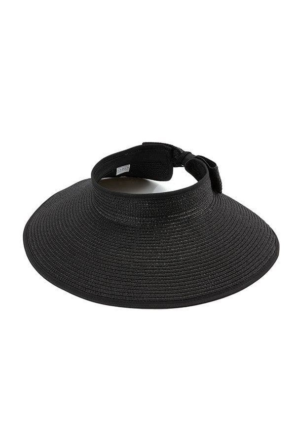 14624 Fiyonklu Siyah Geniş Üstü Açık Hasır Vizör Şapka