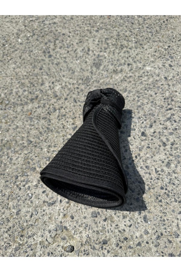 14624 Fiyonklu Siyah Geniş Üstü Açık Hasır Vizör Şapka