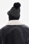 Pompom Ear-Flap Black Flat Cap - Nesvay Pompom Ear-Flap Black Flat Cap, fabric