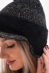 Pompom Ear-Flap Black Flat Cap - Nesvay Pompom Ear-Flap Black Flat Cap, fabric