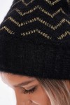 Black Zigzag Print Beanie - Nesvay Black Zigzag Print Beanie, 100% acrylic