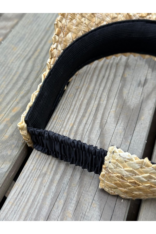 14708 Bej Hasır Vizör Şapka