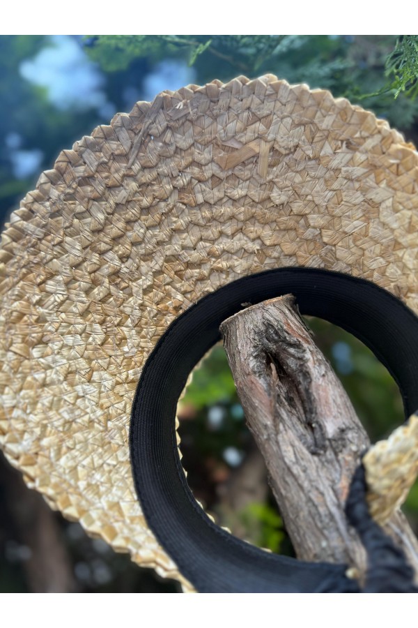 14708 Bej Hasır Vizör Şapka