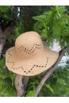 14725 Saçaklı Camel Geniş Hasır Şapka