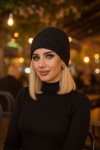 Payetli Siyah Bere, %100 Akrilik