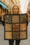 14831 Animal Desenli Siyah Bandana Fular 70x70 cm