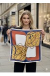 14837 Zincir ve Püskül Desenli Sax Mavi Bandana Fular 70x70 cm