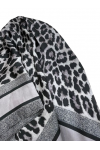 14839 Leopar Desenli Gri Çift Tarafı Baskılı Bandana Fular 70x70 cm