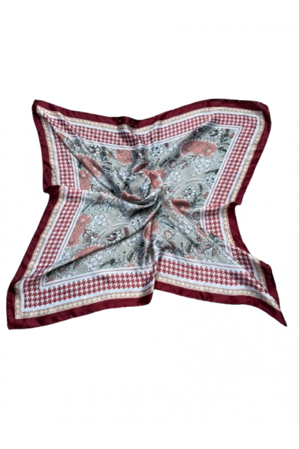 Şal Desenli Kırmızı Çift Tarafı Baskılı Bandana Fular 70x70 cm - Nesvay Şal Desenli Kırmızı Çift Tarafı Baskılı Bandana Fular 70x70 cm, %100 Polyester, 70x70 cm