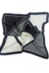 14886 Geometrik Desenli Siyah Beyaz Çift Tarafı Baskılı Bandana Fular 70x70 cm