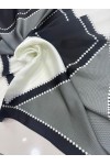 14886 Geometrik Desenli Siyah Beyaz Çift Tarafı Baskılı Bandana Fular 70x70 cm