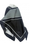 14886 Geometrik Desenli Siyah Beyaz Çift Tarafı Baskılı Bandana Fular 70x70 cm