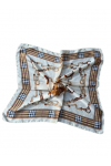 14887 Zincir Desenli Ekru Çift Tarafı Baskılı Bandana Fular 70x70 cm
