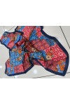 14930 Çiçek Desenli Lacivert Çift Tarafı Baskılı Bandana Fular 90x90 cm