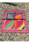 14941 Geometrik Desenli Mor Saten Bandana Fular 50x50 cm