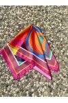 14941 Geometrik Desenli Mor Saten Bandana Fular 50x50 cm