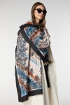 Etnik Desenli Siyah Şal, %100 Polyester, 90x180 cm