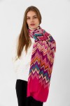 Pink Zigzag Print Long Shawl - Nesvay Pink Zigzag Print Long Shawl, 100% polyester, 90x180 cm