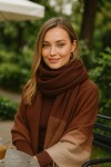 Batikli Kahverengi Püsküllü Kalın Şal - Nesvay Batikli Kahverengi Püsküllü Kalın Şal, %100 Polyester, 70x180 cm