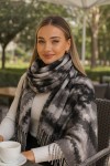 Batikli Siyah Püsküllü Kalın Şal, %100 Polyester, 70x180 cm