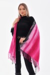 Batikli Fuşya Kalın Püsküllü Şal - Nesvay Batikli Fuşya Kalın Püsküllü Şal, %100 Polyester, 70x180 cm