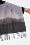 شال أكتاف سميك مخطط بلون أسود، 100% بوليستر، 70×180 سم