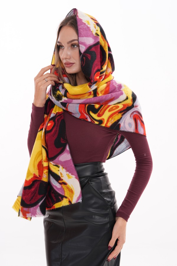 15299 Batik Desenli Safran Kalın Şal