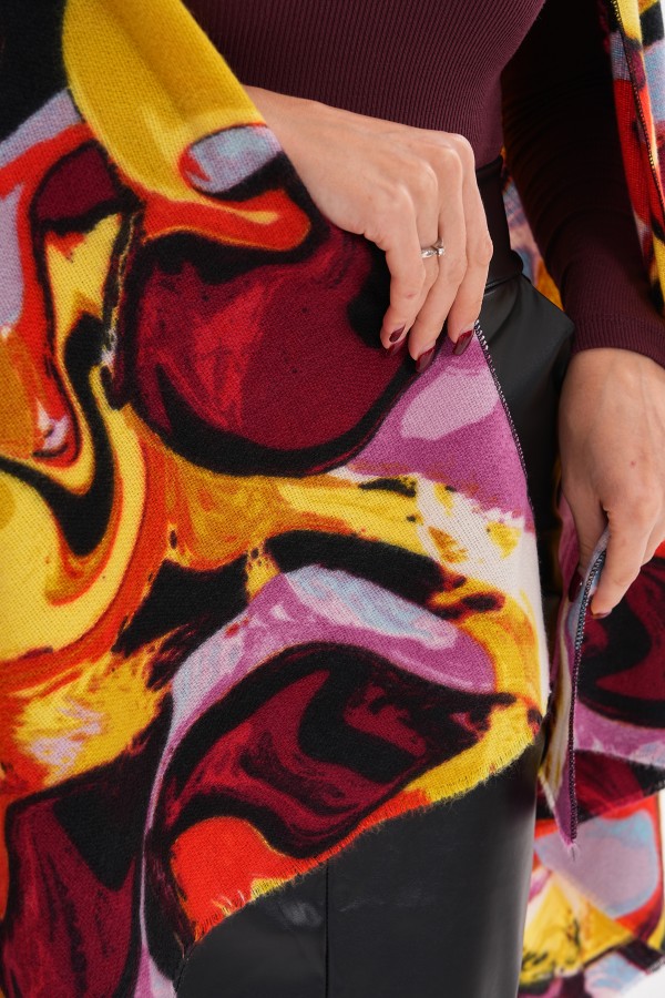 Batik Desenli Safran Kalın Şal - Nesvay Batik Desenli Safran Kalın Şal, %100 Akrilik