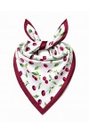 Red & White Cherry Print Bandana Scarf - Nesvay Red & White Cherry Print Bandana Scarf, satin, 50x50 cm