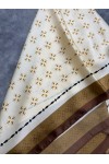 15329 Kar Tanesi Desenli Ekru Bandana Fular 90x90 cm
