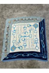 15339 Anahtar Desen Mavi Bandana Fular 90x90 cm
