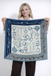 15339 Anahtar Desen Mavi Bandana Fular 90x90 cm