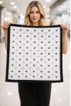 15353 Puantiye Desenli Ekru Bandana Fular 70x70 cm