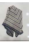 15376 Vizon Çizgi Desenli Bandana Fular 70x70 cm