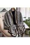 15388 Desenli Siyah Bej Şal 90x180 cm