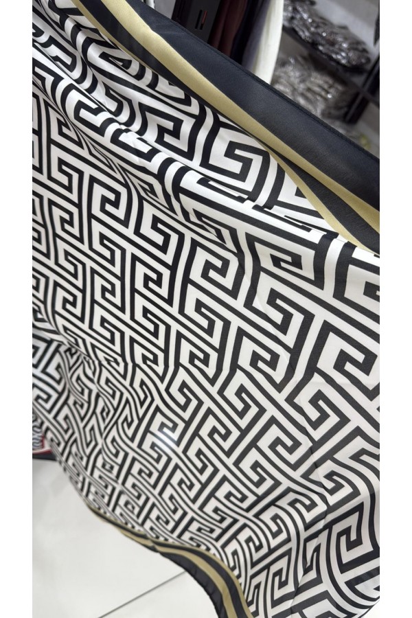 15388 Desenli Siyah Bej Şal 90x180 cm