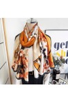 15401 Turuncu Desenli Şal 90x180 cm
