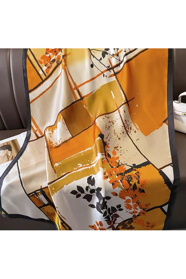 15401 Turuncu Desenli Şal 90x180 cm