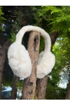 White Ear Warmers, 100% polyester plush