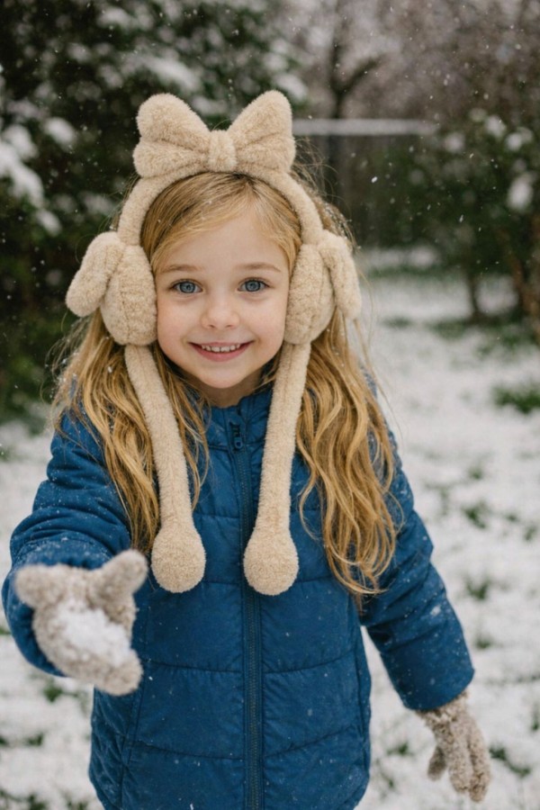 18021 Bej Peluş Kulaklık