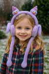 Lilac Ear Warmers, 100% polyester plush