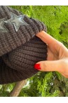 Black Star-Detail Knit Beanie - Nesvay Black Star-Detail Knit Beanie, 100% acrylic