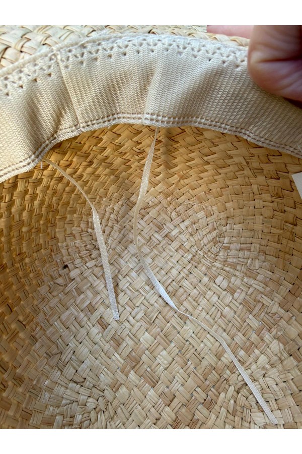 19036 Bej Saçaklı Hasır Şapka