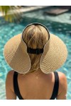 19043 Camel Lastikli Üstü Açık Hasır Vizör Şapka