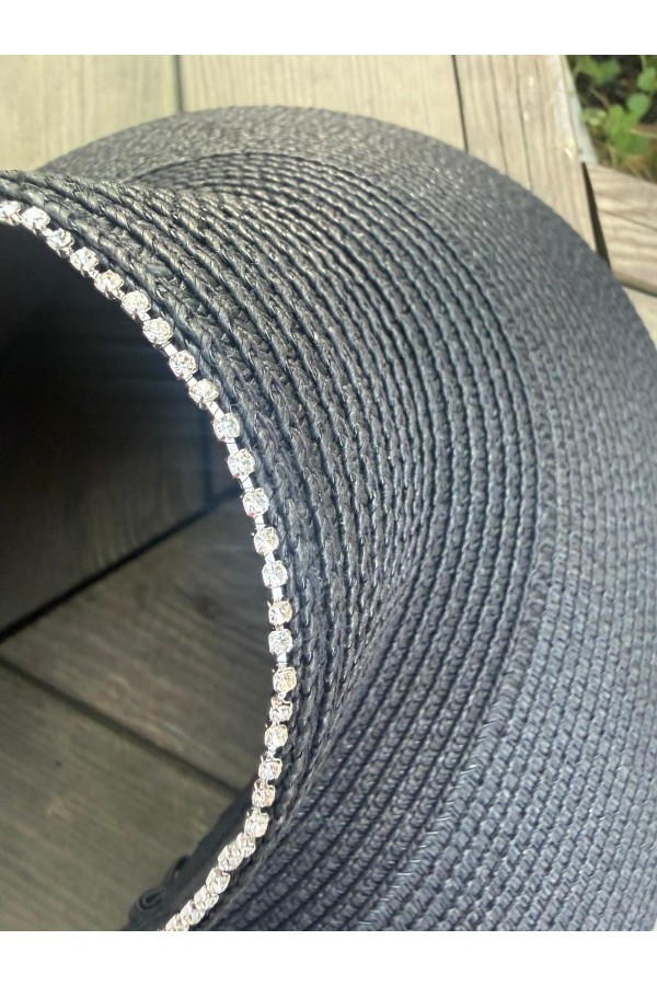 19043 Siyah Lastikli Üstü Açık Hasır Vizör Şapka