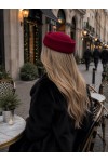 19119 Kadın Bordo Yün Keçe Bere Şapka Hostes Modeli