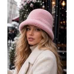 19132 Pembe Peluş Bucket Şapka