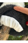 İçi Polarlı Kırçıllı Panda Desenli Siyah Beyaz Çocuk Beresi 3-5 Yaş, %70 Akrilik %30 Polyester